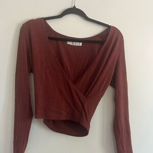 Abercrombie & Fitch Deep Red Wrap Blouse
